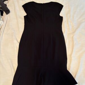 Nipon Boutique Black Cap-Sleeve Midi Dress with Flounced Hem